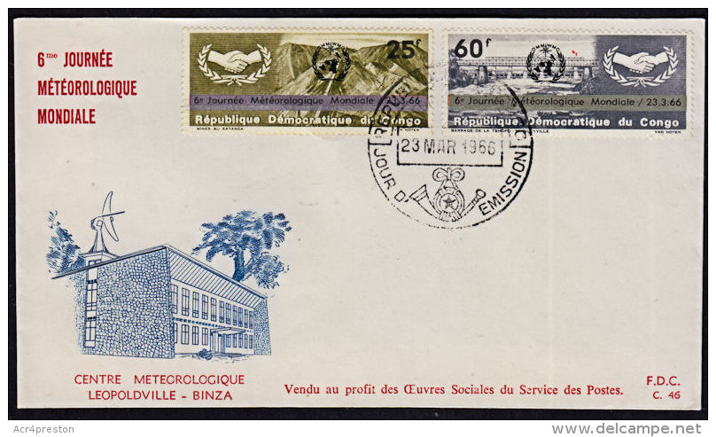 Ca0014 CONGO (Kinshasa) 1966, SG 603-4 World Meteorological Day, Journée Météorologique Mondiale, FDC - FDC