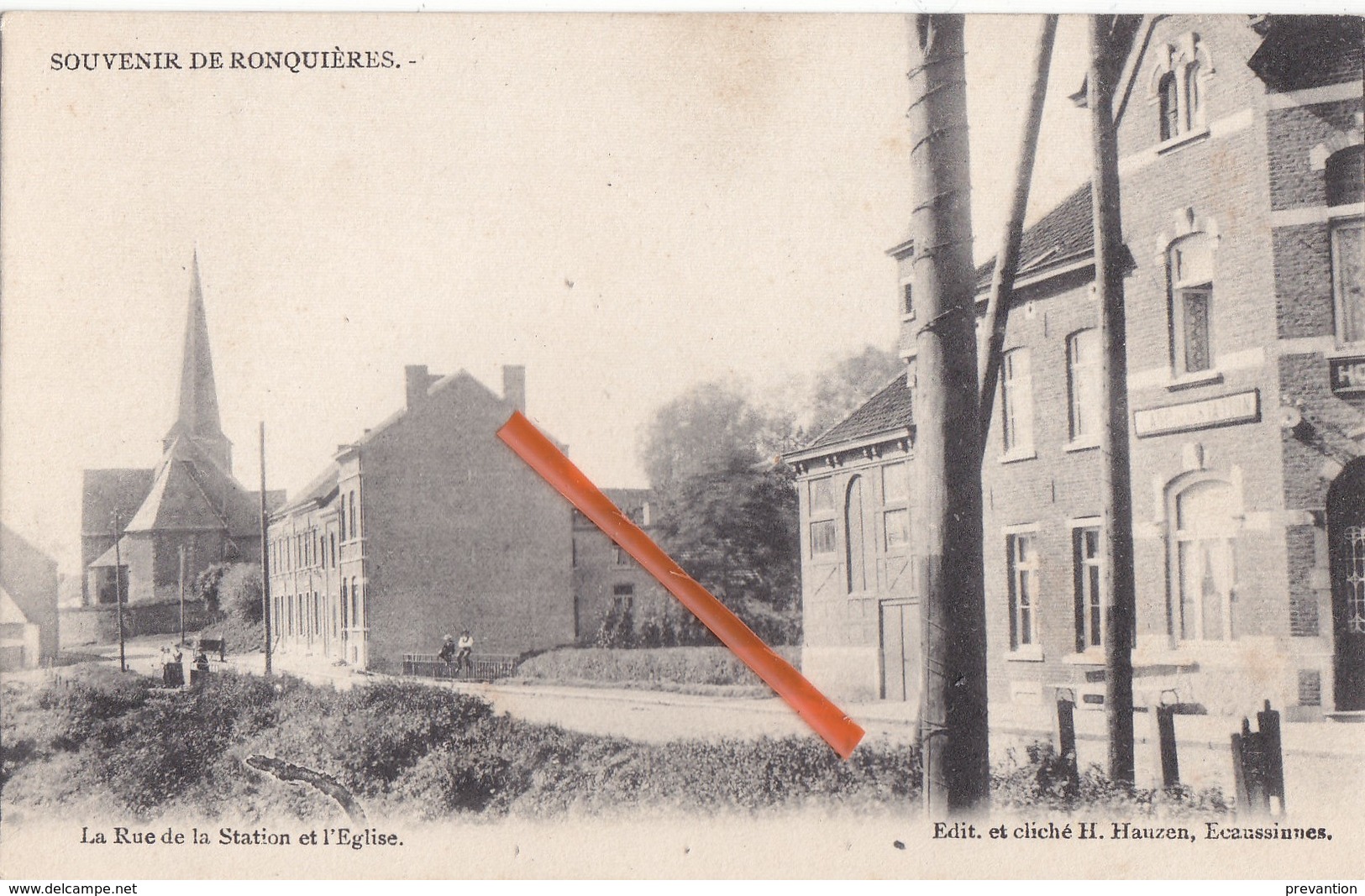 SOUVENIR DE RONQUIERES - La Rue De La Station Et L'Eglise - Braine-le-Comte