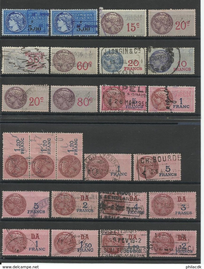 FRANCE/MONACO - BELLE COLLECTION DE TIMBRES FISCAUX/DIMENSION/QUITTANCES AVEC PAIRES/BANDE DE 5 - VOIR SCANNS - Other & Unclassified