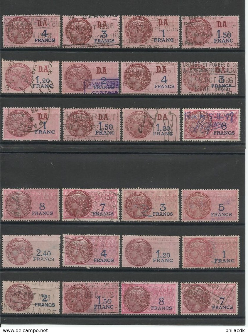 FRANCE/MONACO - BELLE COLLECTION DE TIMBRES FISCAUX/DIMENSION/QUITTANCES AVEC PAIRES/BANDE DE 5 - VOIR SCANNS - Other & Unclassified