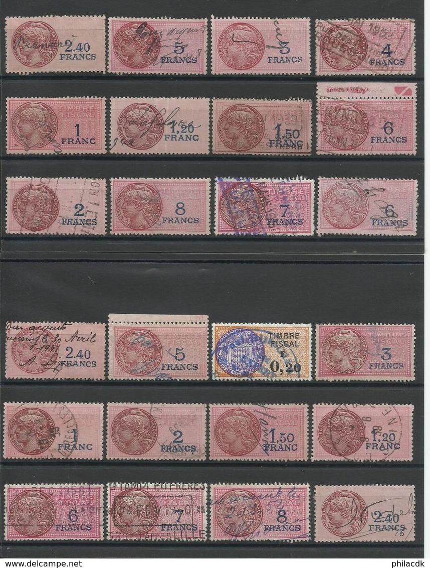 FRANCE/MONACO - BELLE COLLECTION DE TIMBRES FISCAUX/DIMENSION/QUITTANCES AVEC PAIRES/BANDE DE 5 - VOIR SCANNS - Other & Unclassified