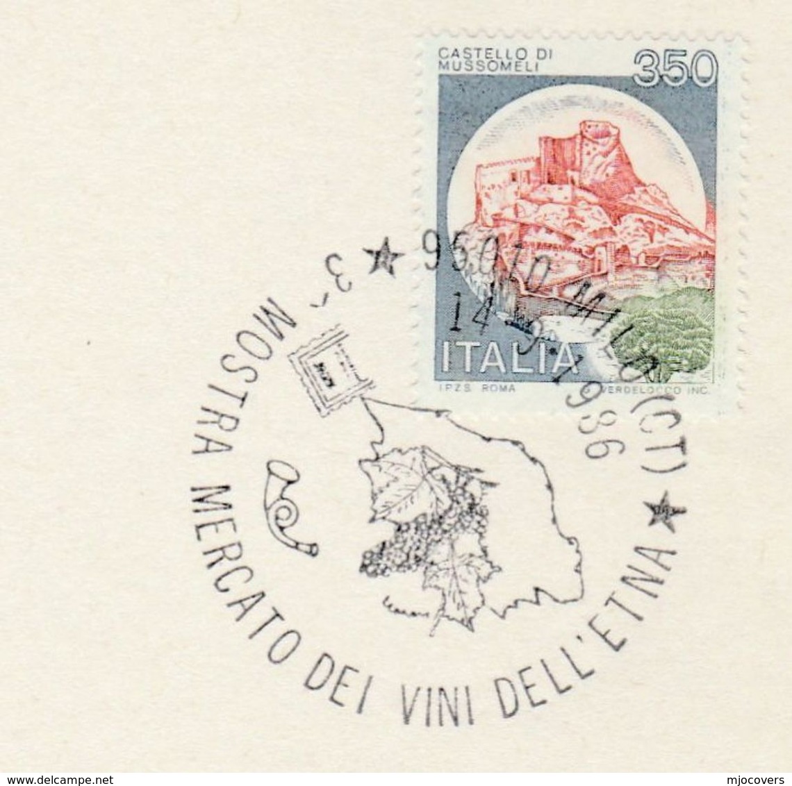 1986 Milo WINE EVENT COVER Italy Stamps Alcohol Card Grapes Fruit - 1981-90: Marcophilia