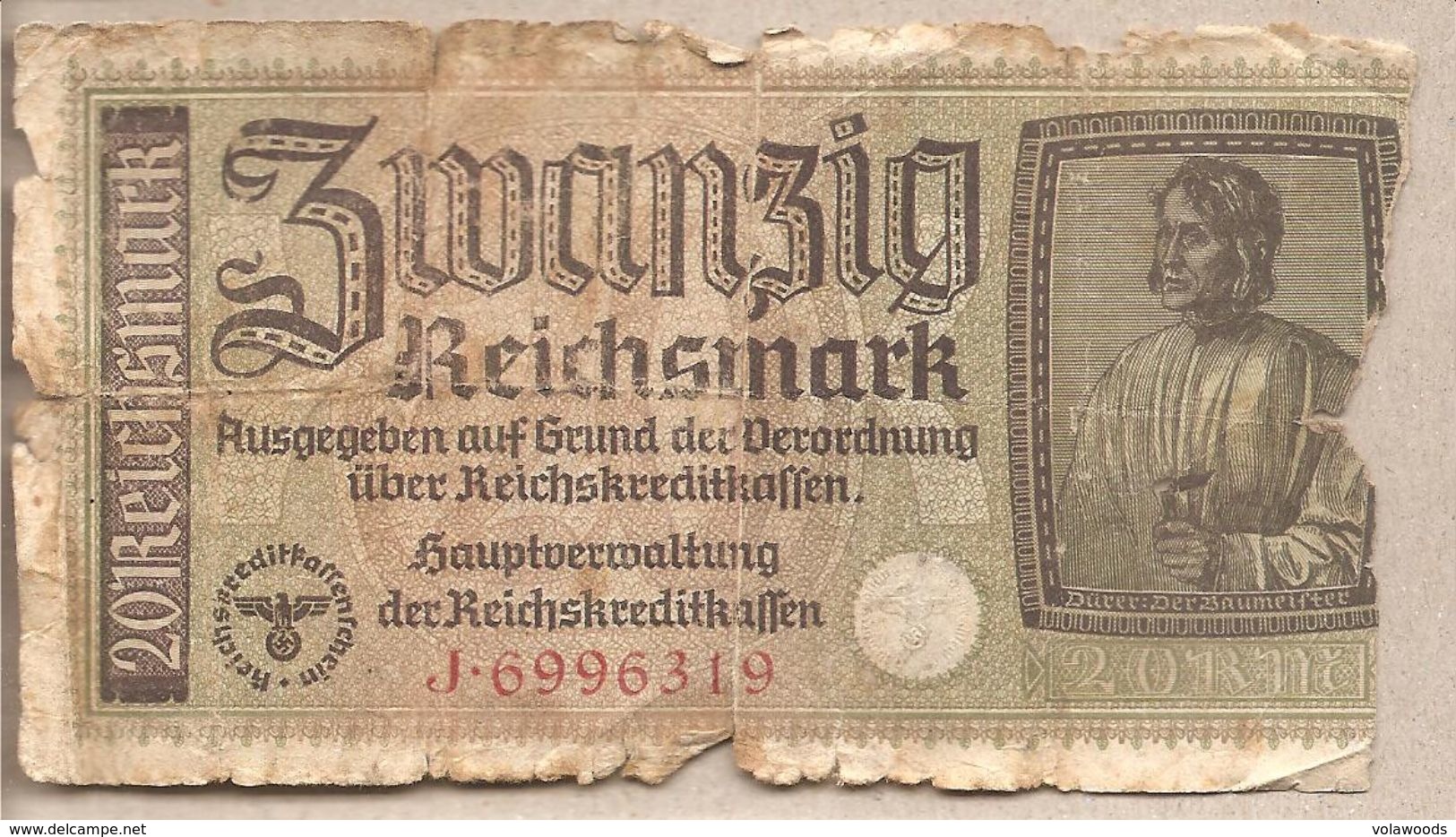 Germania Territori Occupati- Banconota Circolata Da 20 Marchi P-R139 -1940 - 20 Reichsmark