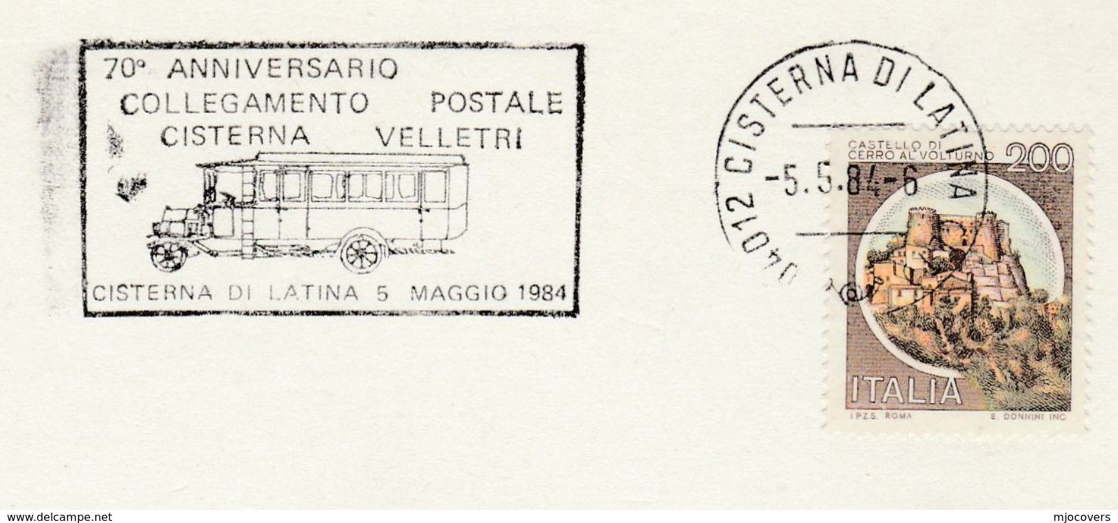 1984 ITALY Cisterna  BUS  EVENT COVER Card Stamps - Busses