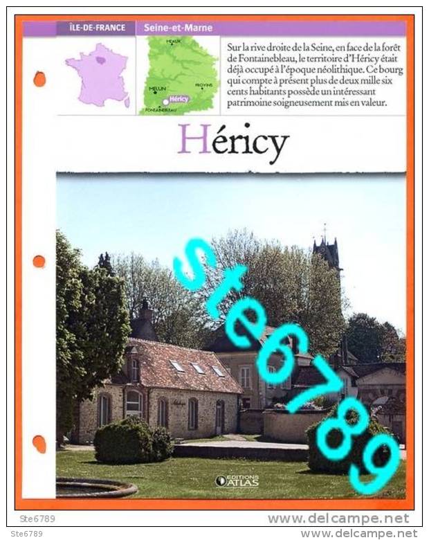 77 HERICY Seine Et Marne  Région ILE DE FRANCE Villages De France Géographie Fiche Dépliante Village - Aardrijkskunde