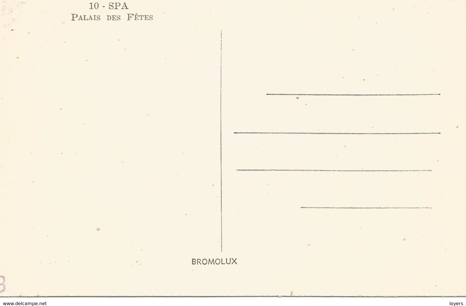 SPA.  PALAID DES FÊTES.  (scan Verso) - Spa