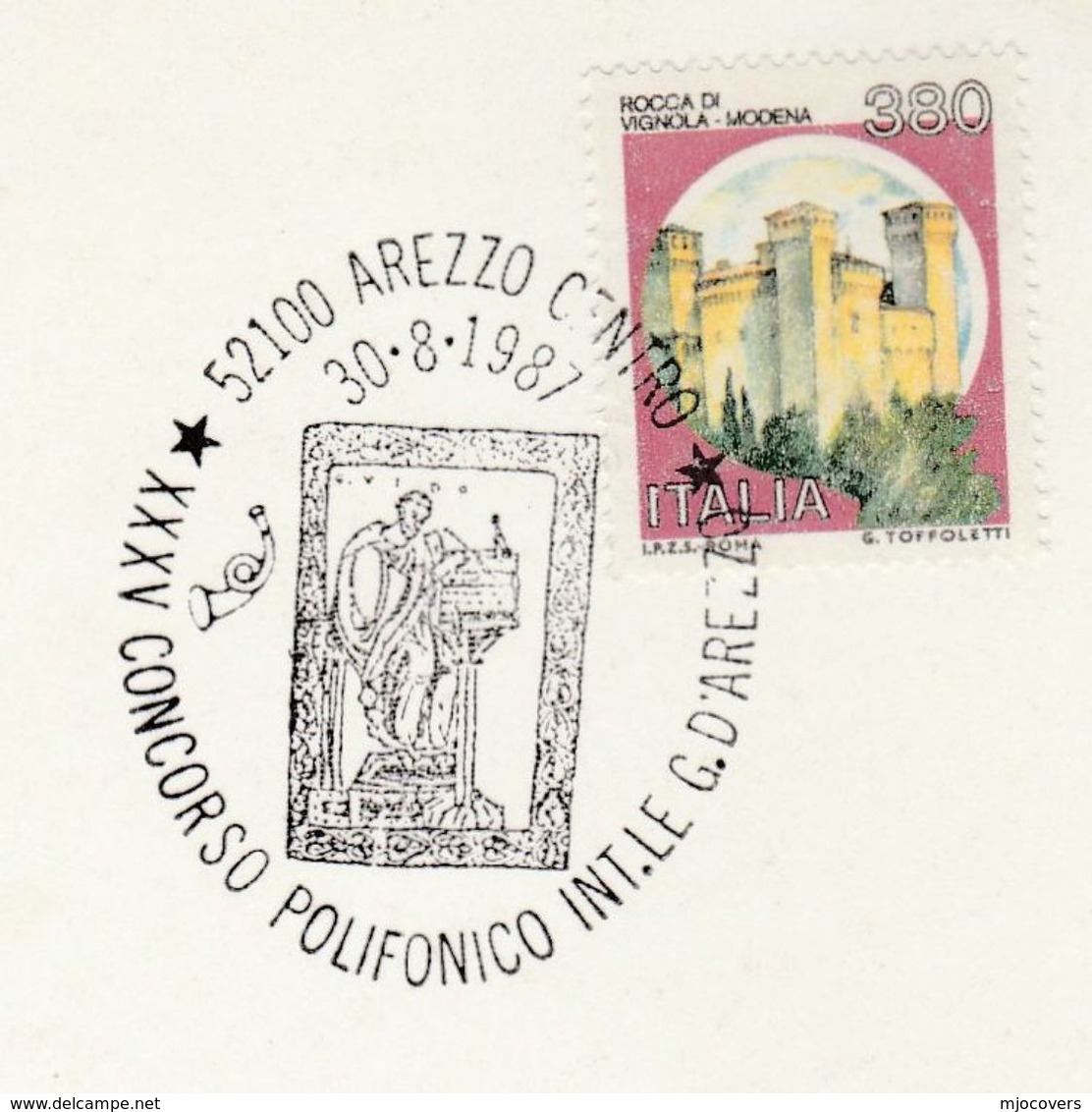 1987 Cover  AREZZO  POLYPHONIC Choral MUSIC  EVENT COVER Card Italy Stamps - 1981-90: Marcophilia