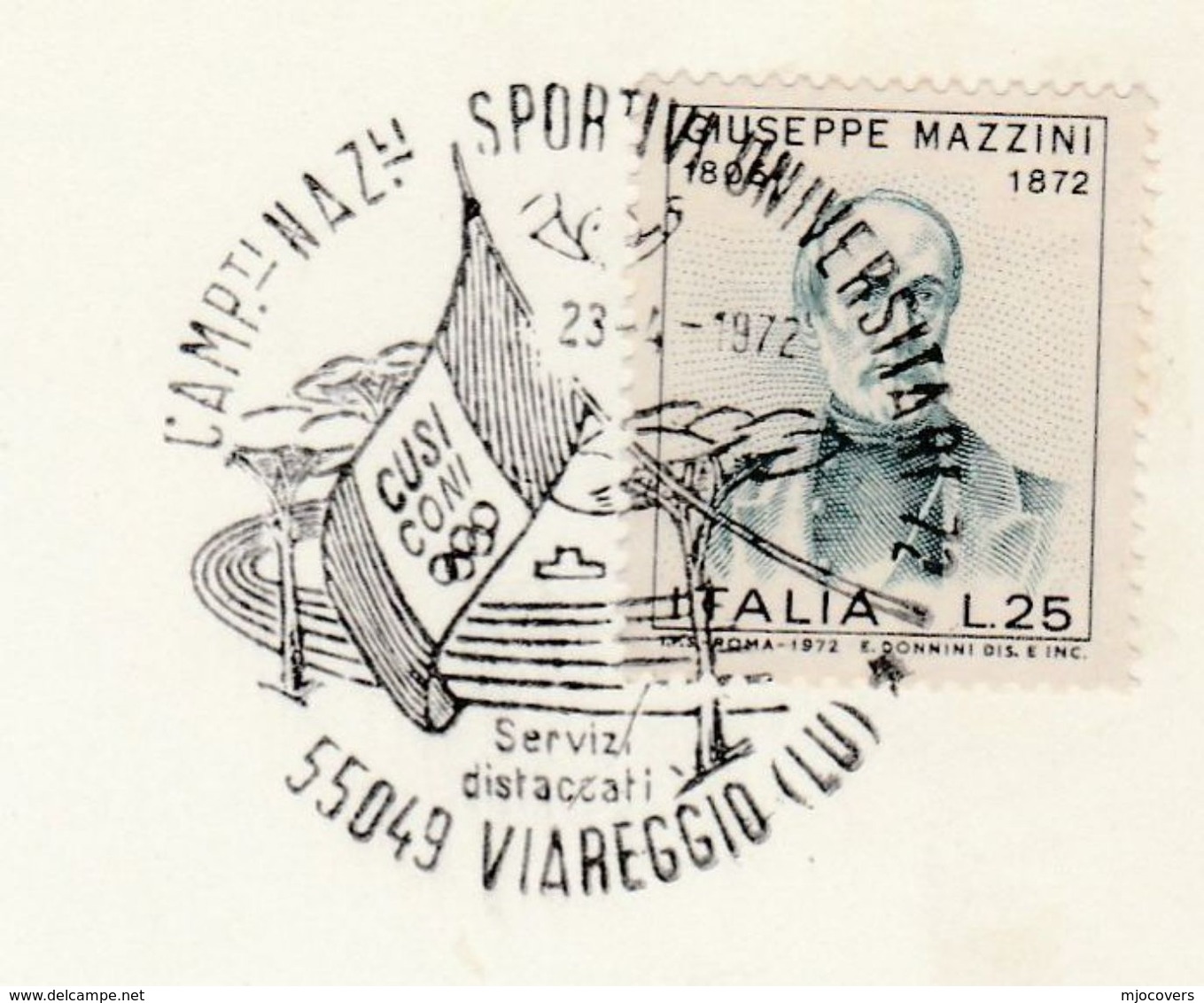 1972 NATIONAL UNIVERSITY SPORT COMPETITION EVENT COVER Viareggio Card Italy Stamps - Other & Unclassified