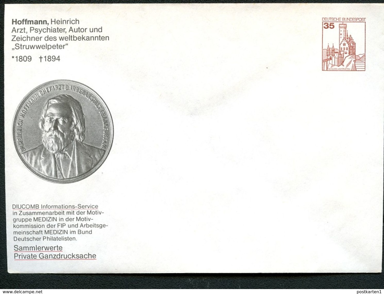 Bund PU250 B1/009-4 Privat-Umschlag HEINRICH HOFFMANN Psychiater Struwwelpeter 1984 - Enveloppes Privées - Neuves