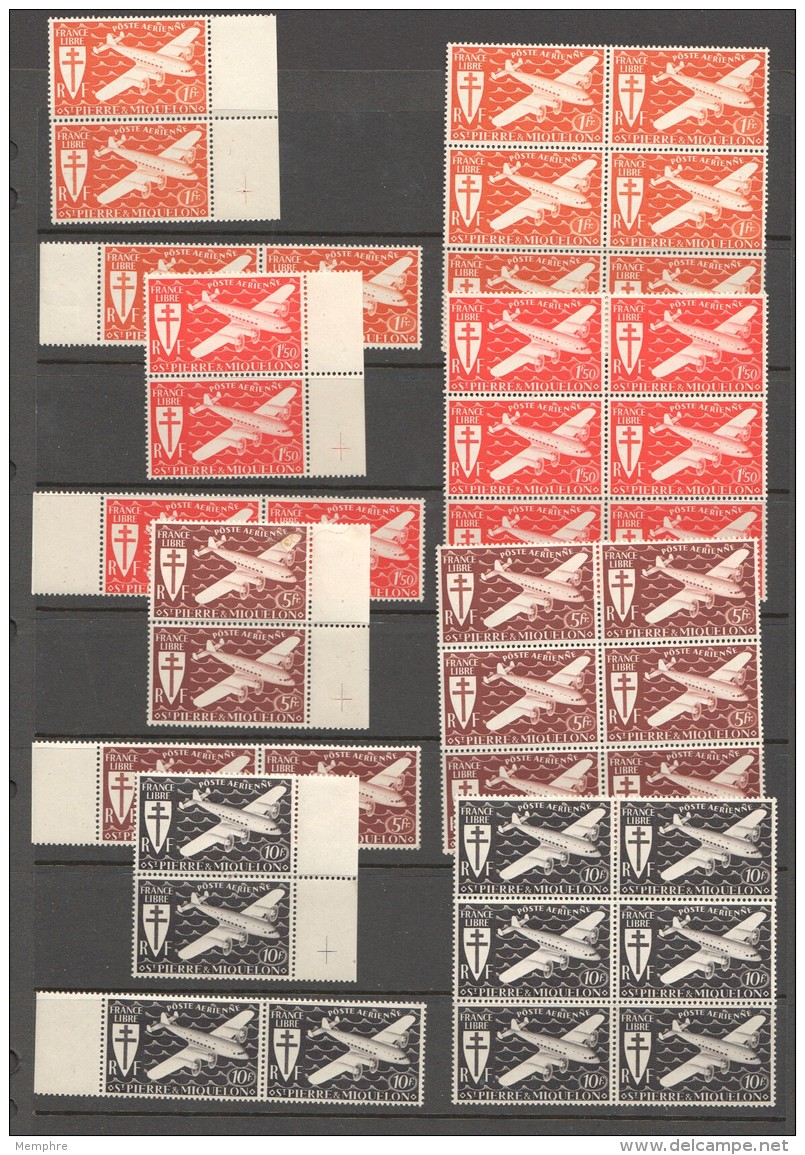 Emission France Libre 1942  PA 4-10  10 Séries Complètes **  MNH - Unused Stamps