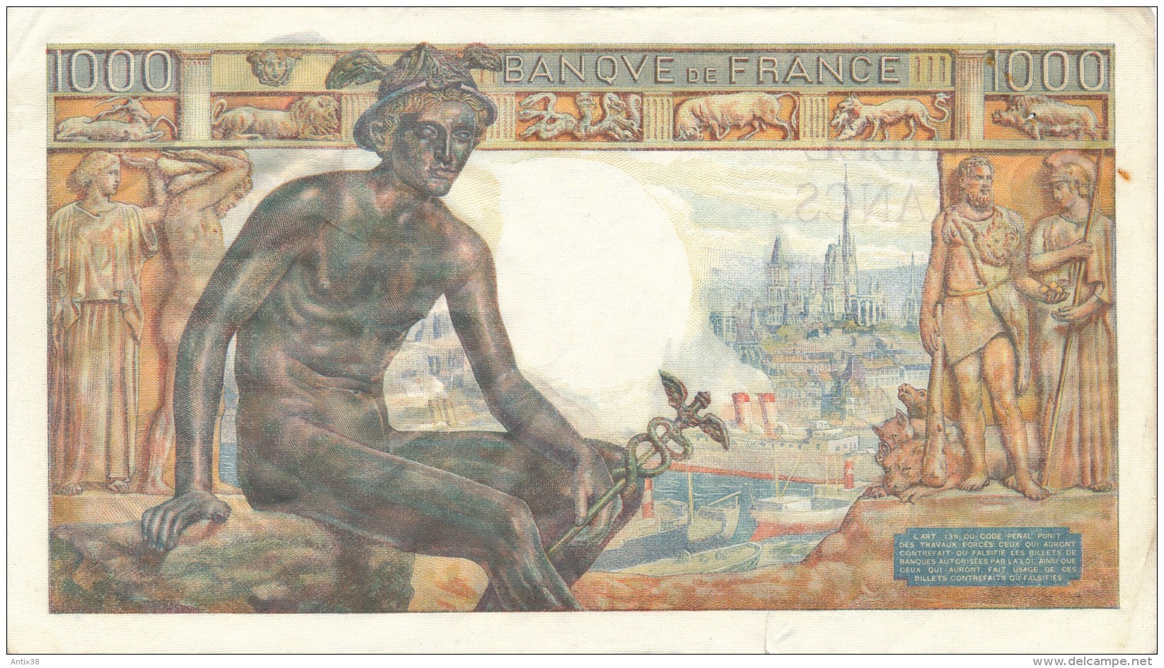 H18 - Billet - 1000 FRANCS  - DÉESSE DEMETER - 1 000 F 1942-1943 ''Déesse Déméter''