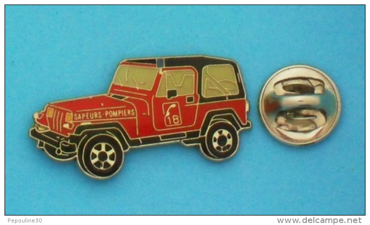 1 PIN'S  //   ** JEEP WRANGLER ** 18 ** SAPEURS POMPIERS ** - Pompieri