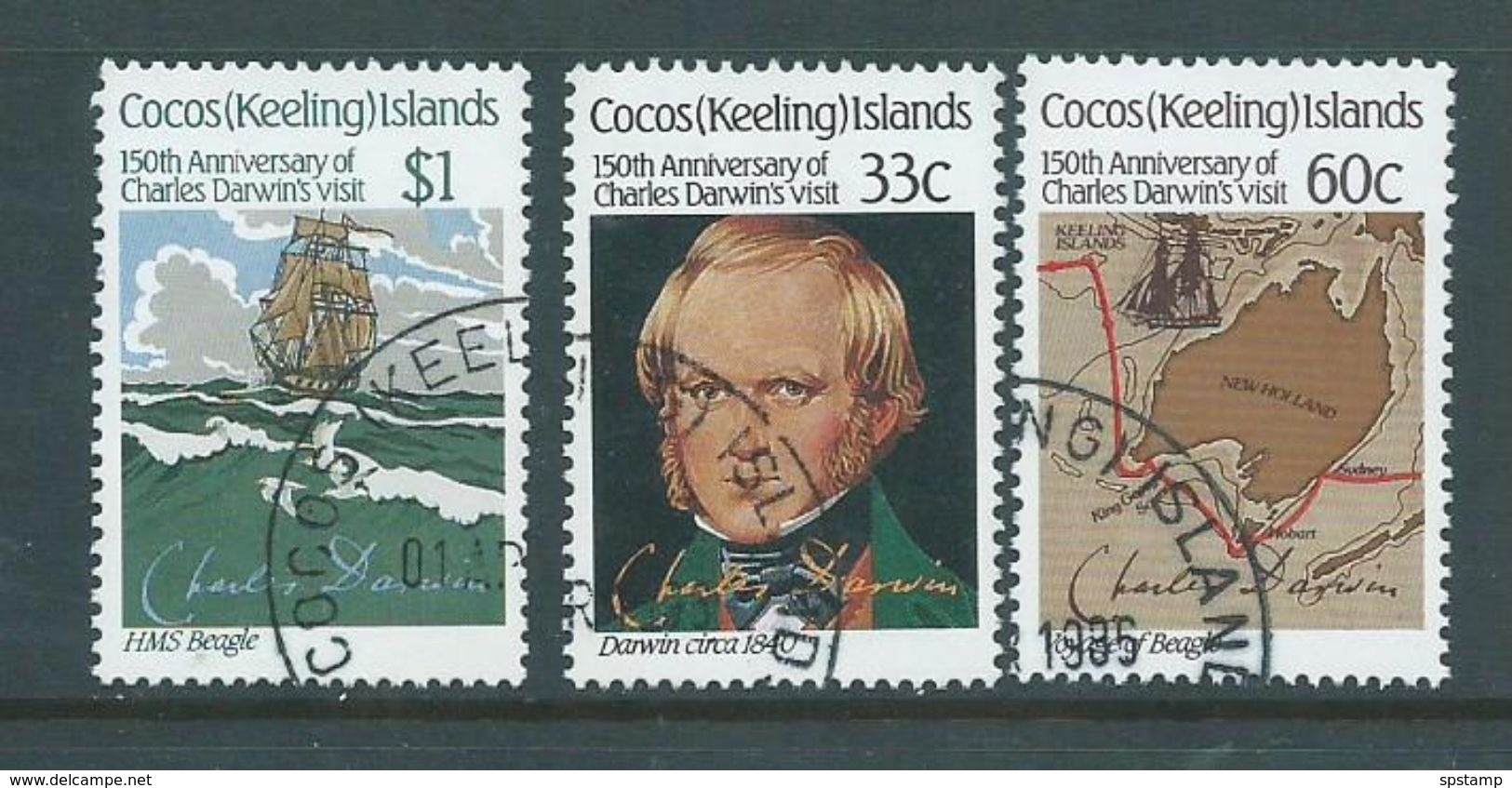 Cocos Keeling Island 1986 Darwin Visit Anniversary Set 3 FU - Cocoseilanden