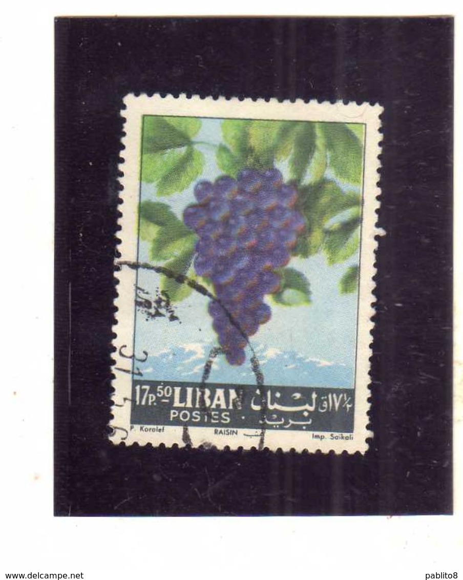 LIBANO LEBANON GRAND LIBAN 1962 FRUIT GRAPES UVA 17.50p USATO USED OBLITERE' - Libano