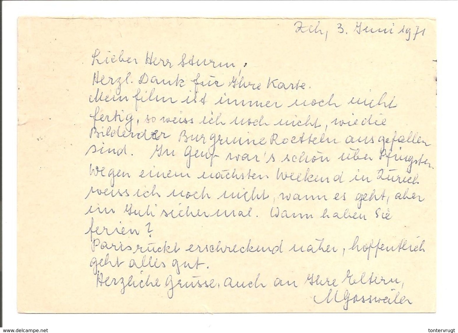 Berlin.P75 Antwortteil. Zürich>Haltingen - Postcards - Used