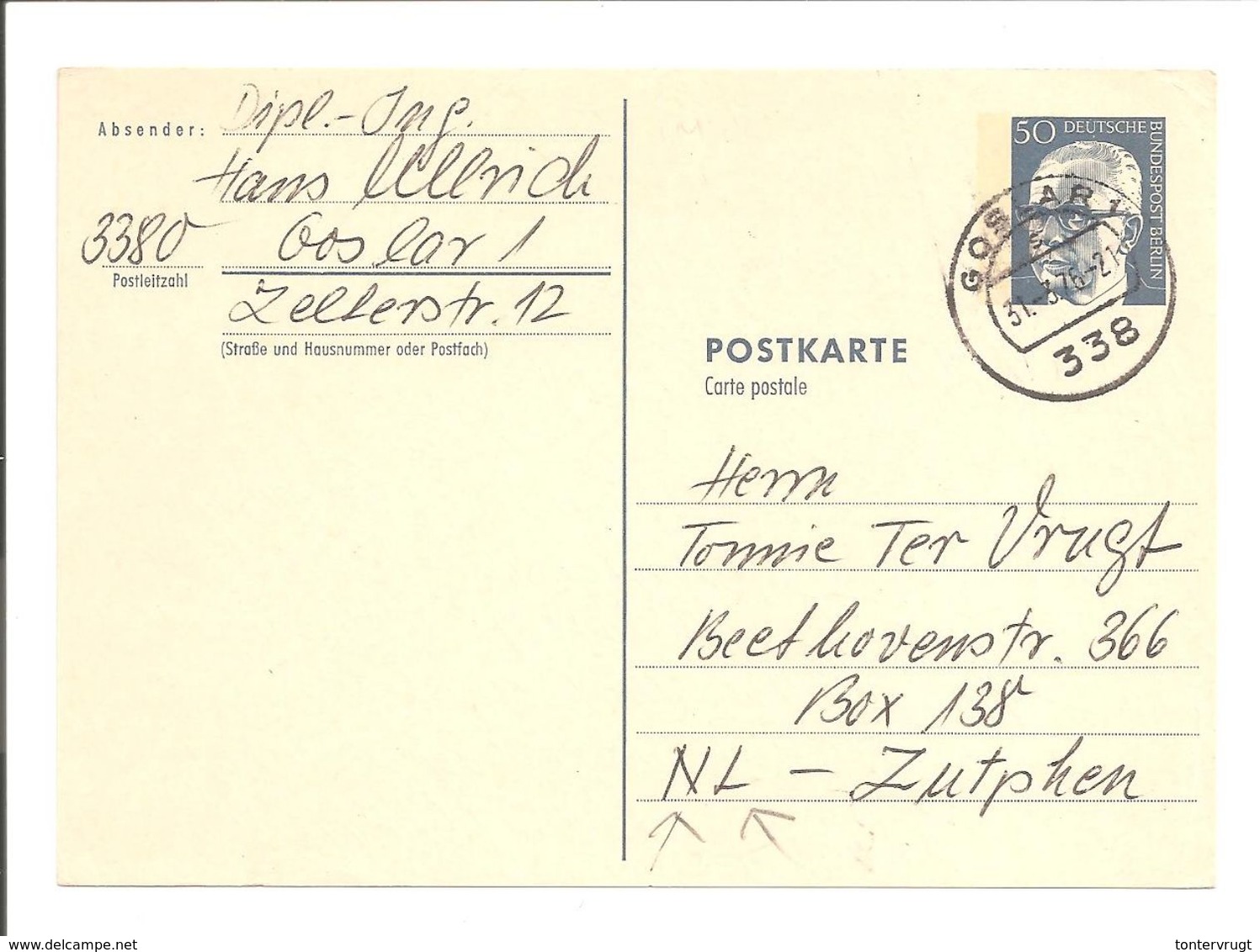 Berlin.P85a Goslar>Holland - Postcards - Used