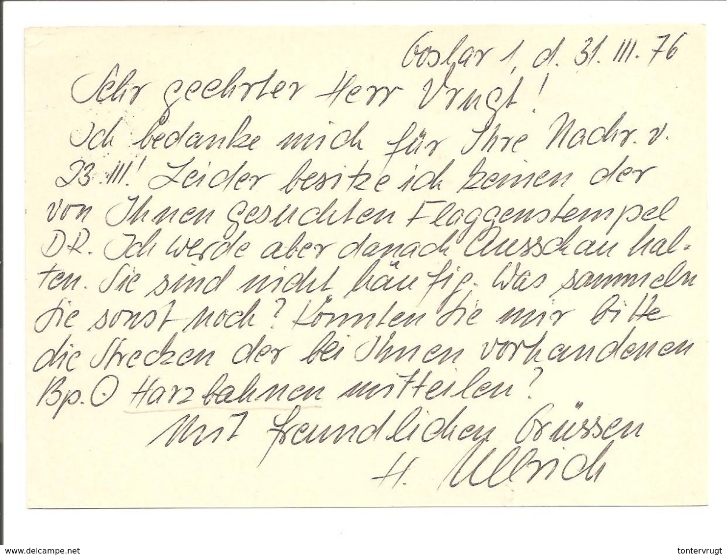 Berlin.P85a Goslar>Holland - Postcards - Used