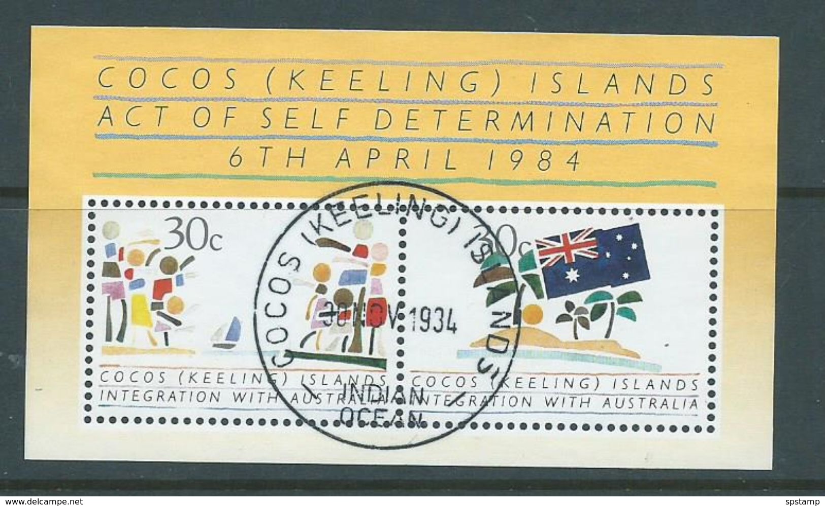 Cocos Keeling Island 1984 Integration With Australia Miniature Sheet FU - Cocos (Keeling) Islands