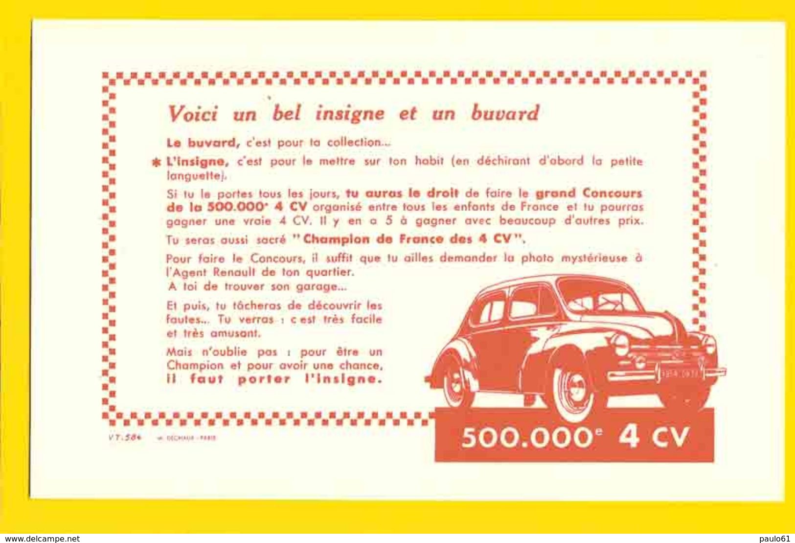 BUVARD / La 4 CV La 500.000e - Automobile