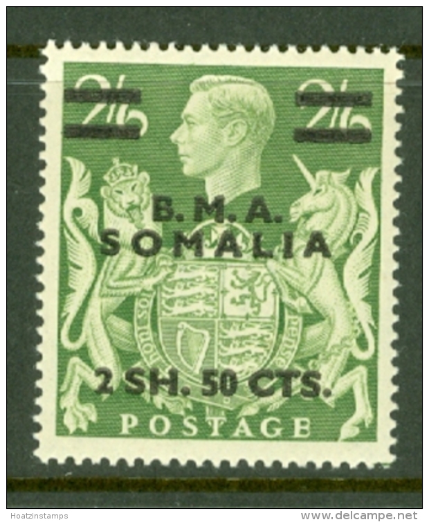 Somalia: 1948   KGVI 'B.M.A. Somalia' OVPT   SG S19   2s 50 On 2/6d    MH - Somalia