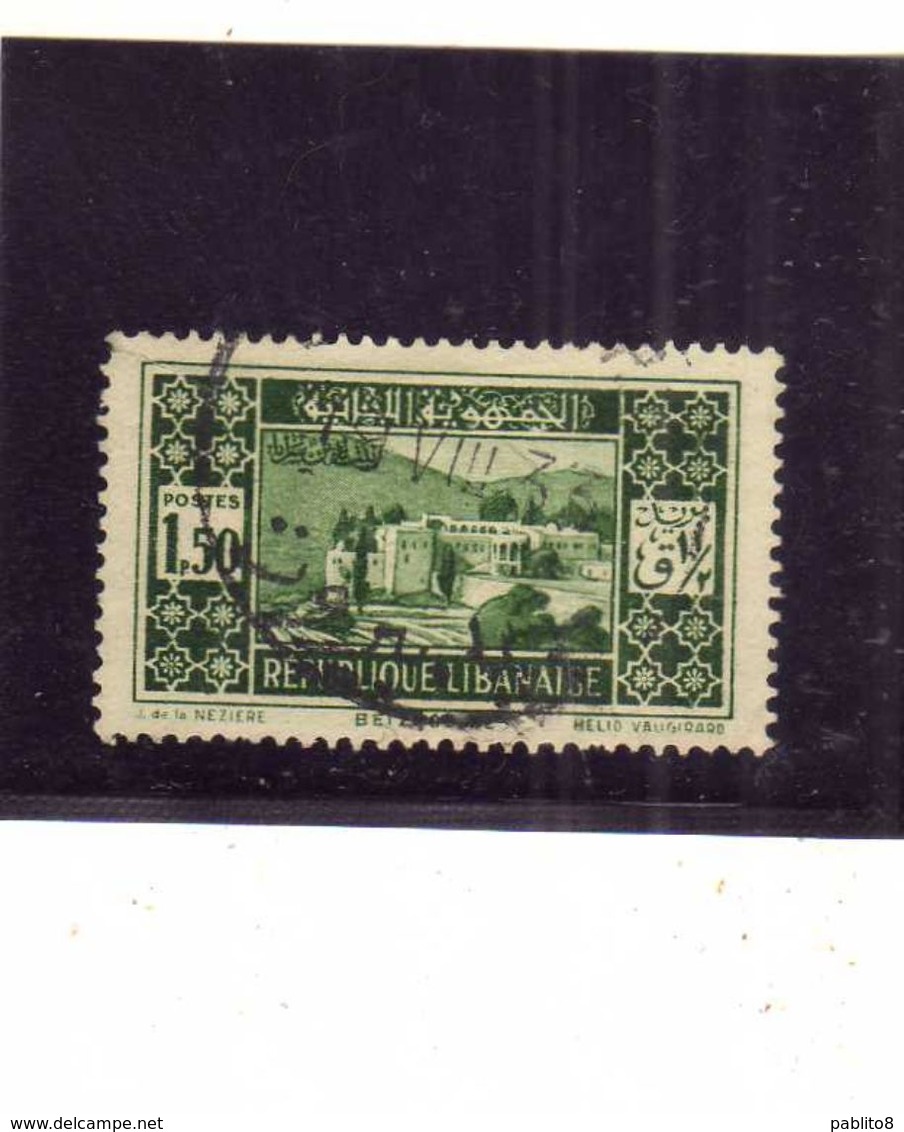 LIBANO LEBANON LIBAN 1930 1935 1932 BEIT-ED-DINE PALACE 1.50p USATO USED OBLITERE' - Libano