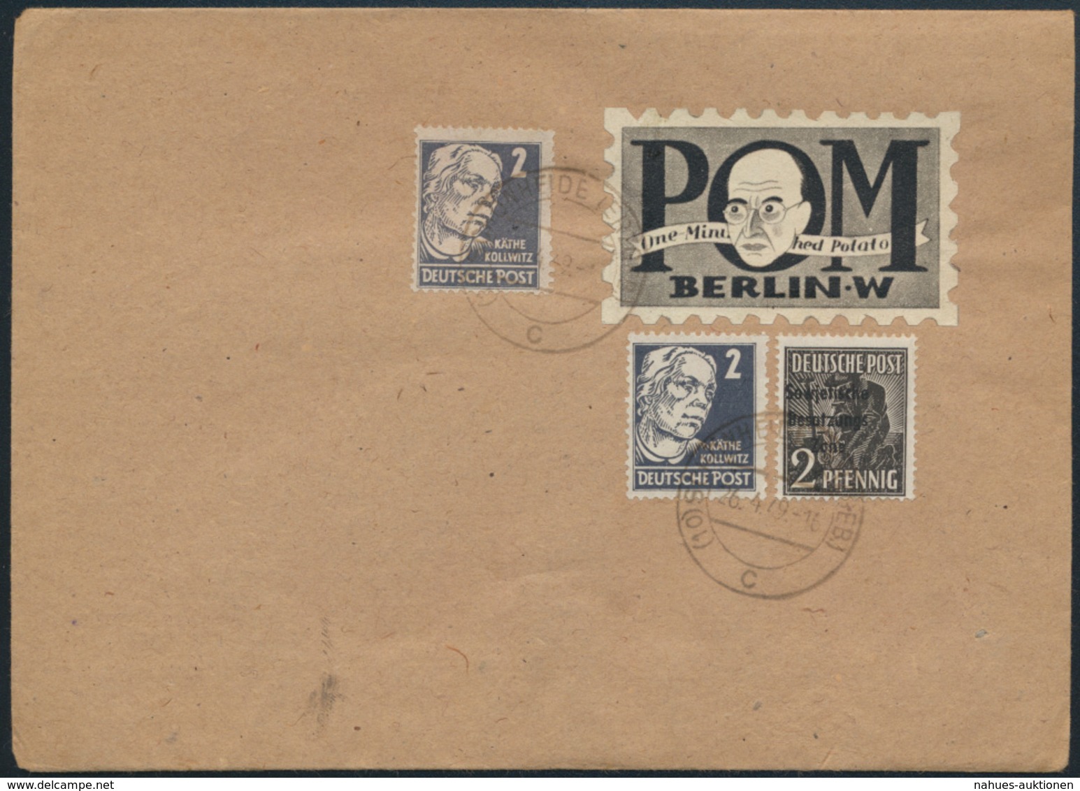 Sowjetische Zone Brief MIF 182 A+212 A + Vignette POM Schönheide 26.4.1949 - Sonstige & Ohne Zuordnung