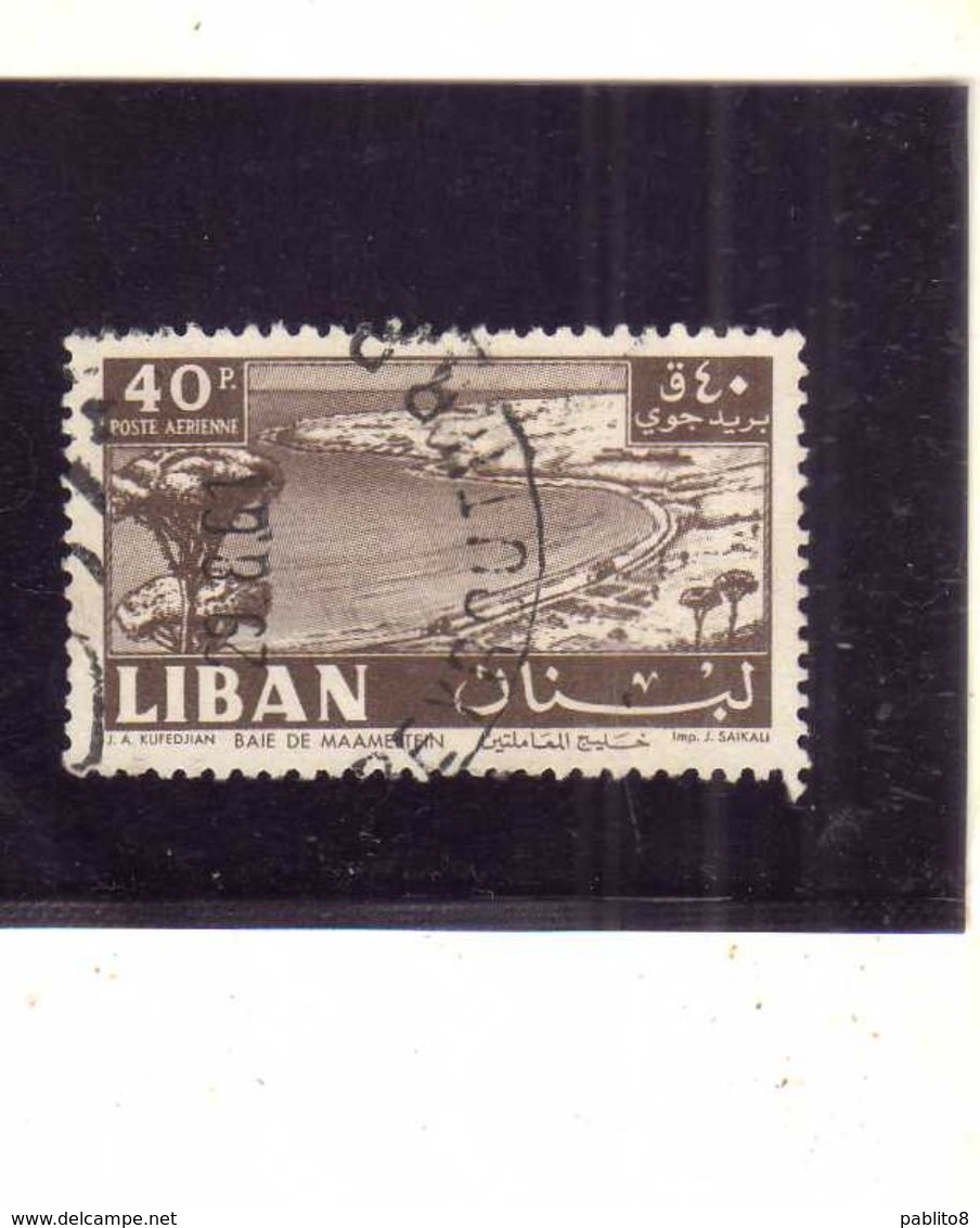 LIBANO LEBANON LIBAN 1961 AIR MAIL POSTA AEREA BAIE DE MAAMELTEIN BAY BAIA CASINO 40p USATO USED OBLITERE' - Libano