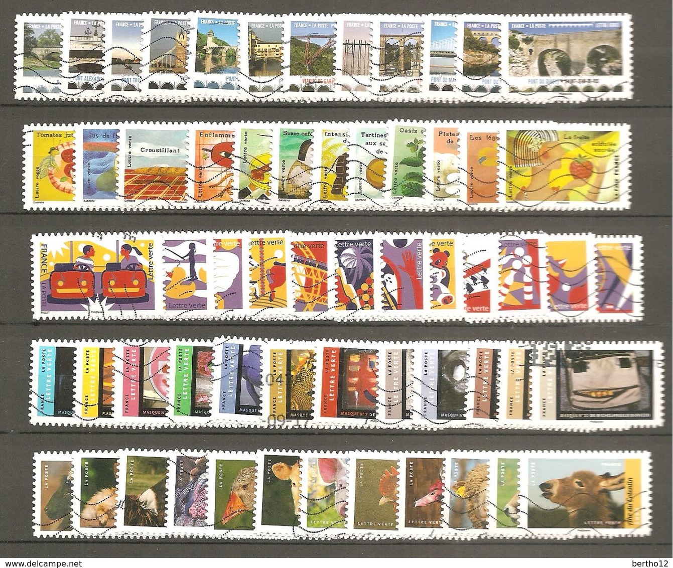 FRANCE 2017 Auto Adhésif  LOT 5 Séries Complètes  Oblitérées - Used Stamps