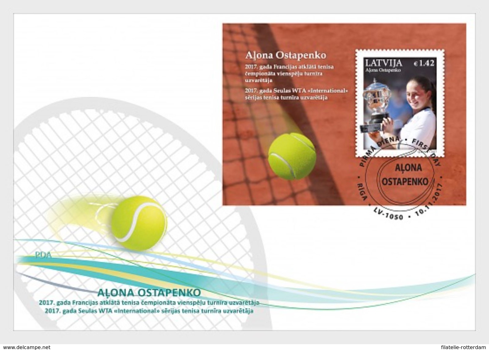 Letland / Latvia - Postfris / MNH - FDC Sheet Roland Garros, Ostapenko 2017 - Letland