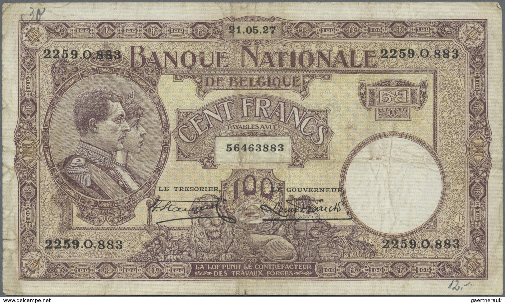 Belgium / Belgien: Set With 4 Banknotes 100 Francs 1924 And 1927, P.95 In Almost Well Worn Condition - [ 1] …-1830 : Before Independence