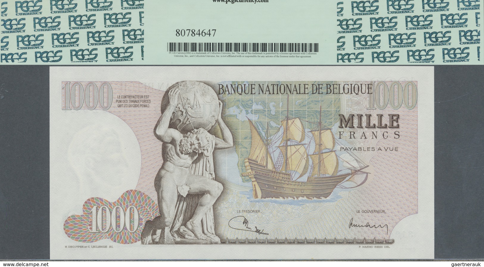 Belgium / Belgien: 1000 Francs 1973, P.136b In Perfect Condition, PCGS Graded 65 Gem New PPQ - [ 1] …-1830 : Avant Indépendance