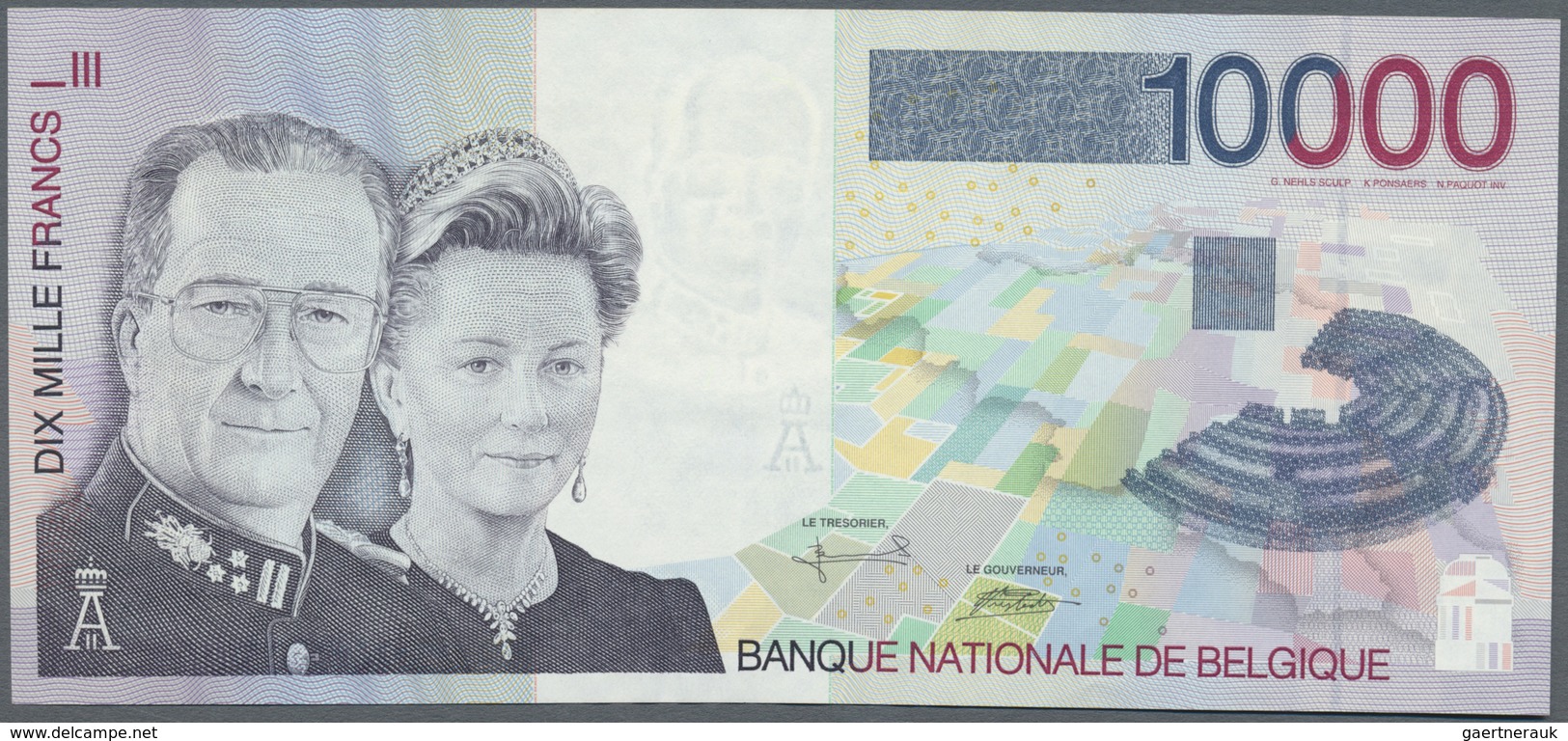 Belgium / Belgien: 10.000 Francs ND(1997) P. 152, Light Wavy Paper At Upper And Lower Border, No Fol - [ 1] …-1830 : Prima Dell'Indipendenza