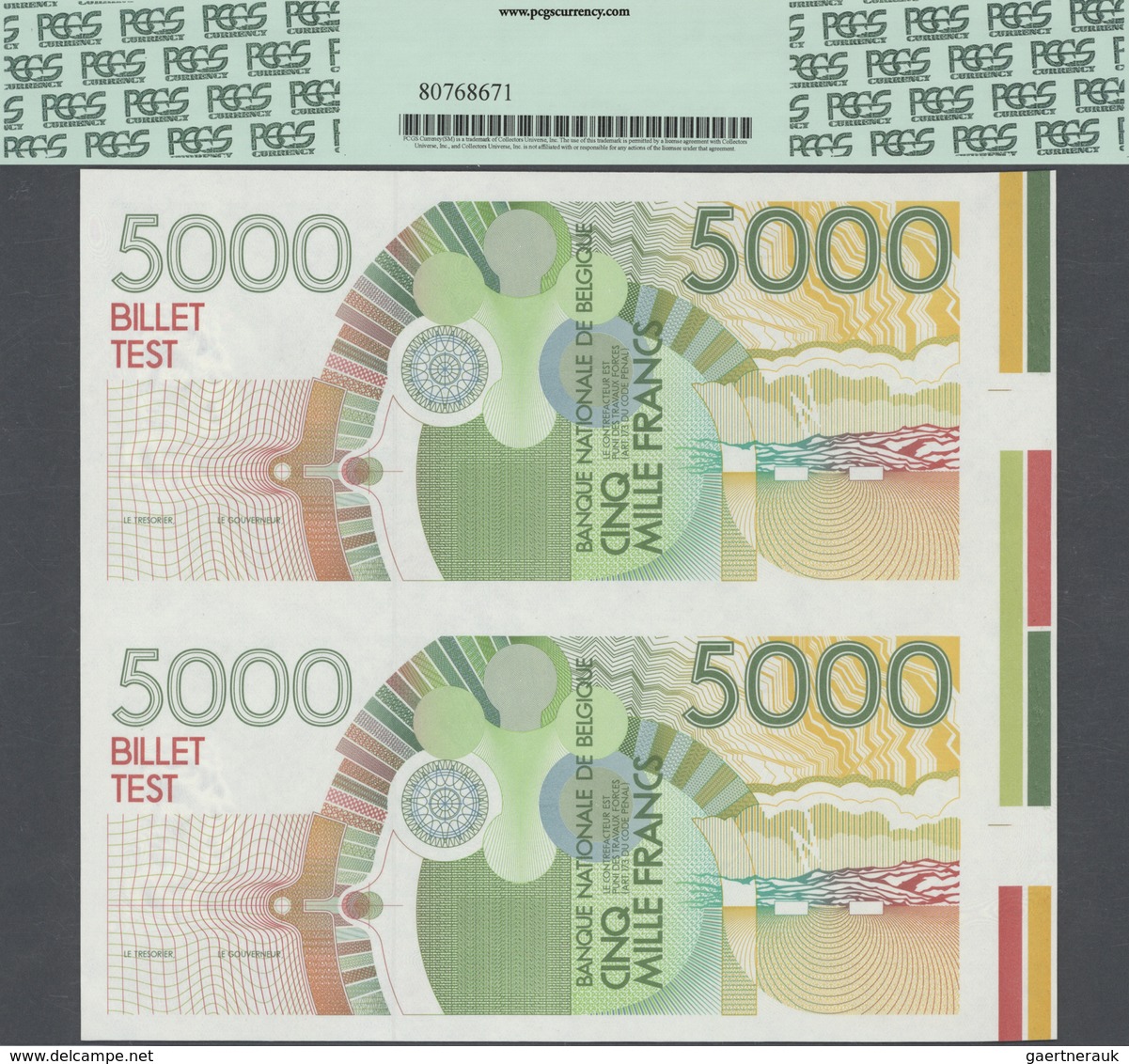 Belgium / Belgien: Very Interesting And Highly Rare Set Of Uncut Pairs For The 5000 Francs ND(1992) - [ 1] …-1830 : Voor Onafhankelijkheid