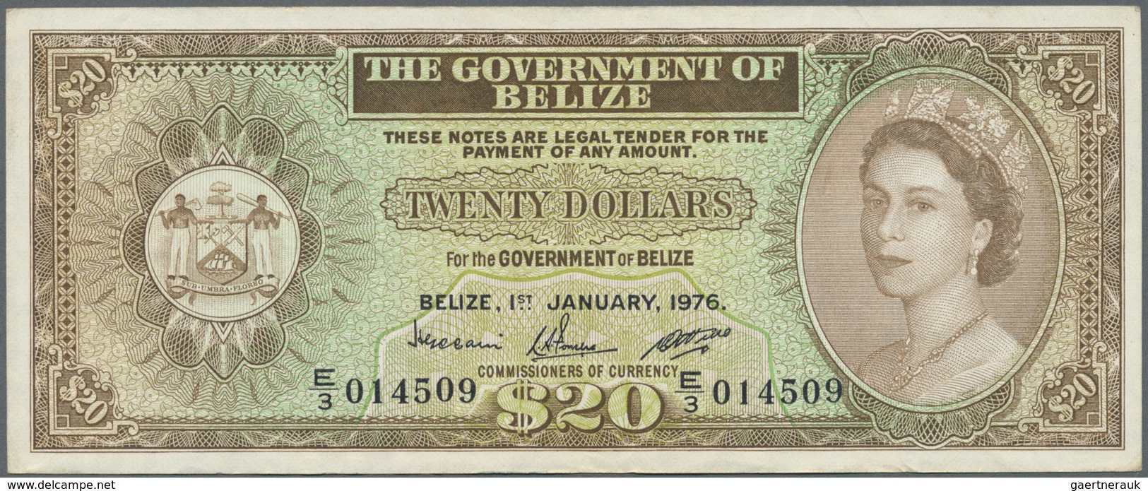 Belize: 20 Dollars 1976 P. 37b, Light Folds In Paper, Condition: XF+. - Belize