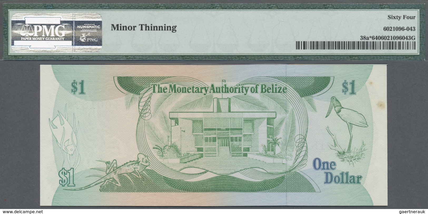 Belize: 1 Dollar 1980 Replacement Prefix Z/1 P. 38a*, Condition: PMG Graded 64 Choice UNC. - Belize