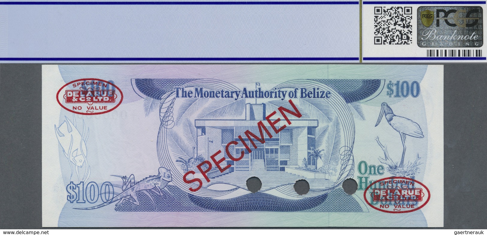 Belize: 100 Dollars 1980 Specimen P. 42s, In Condition: PCGS Graded 66 Gem UNC OPQ. - Belize