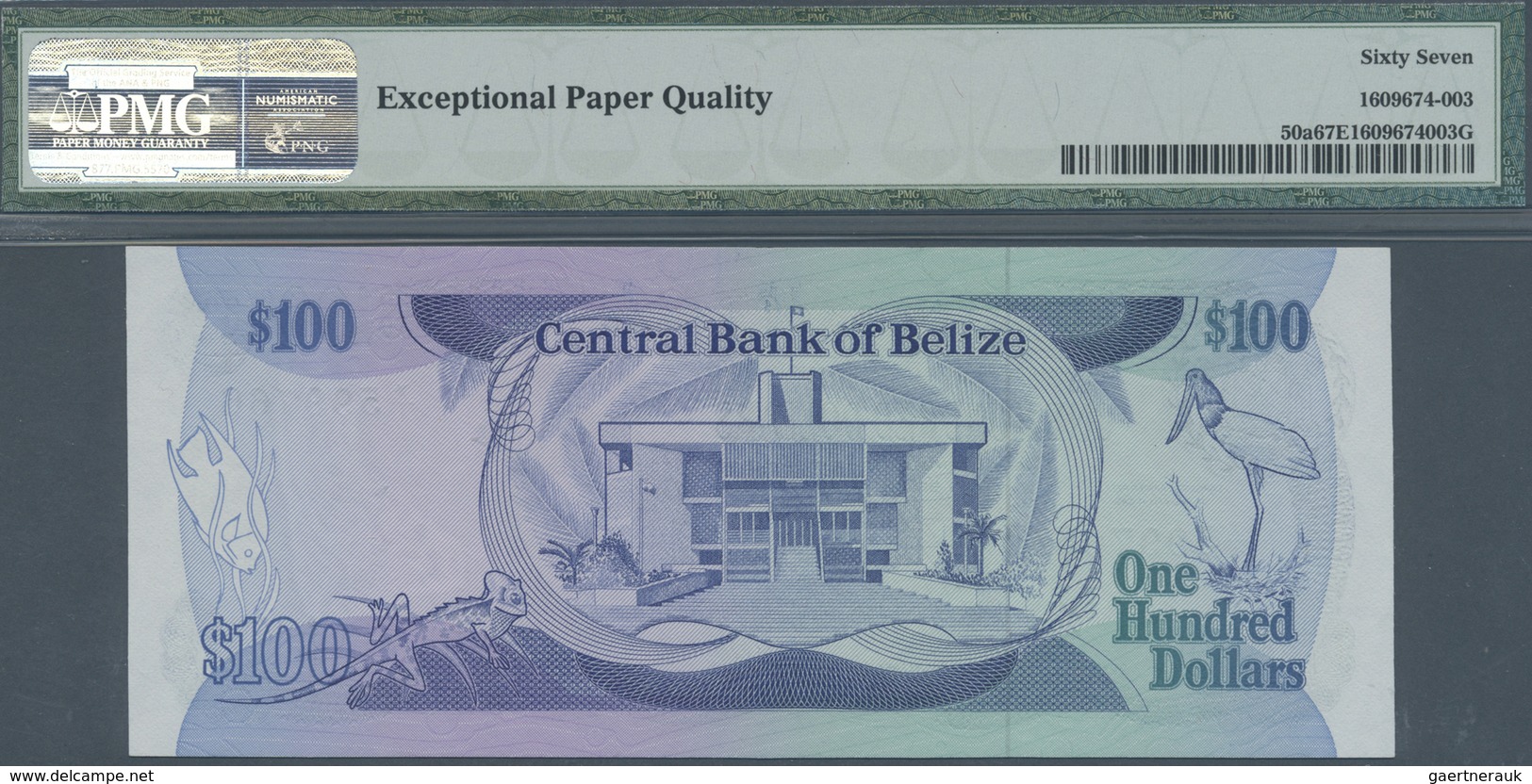 Belize: 100 Dollars 1983, P.50a, Highly Rare Note In Perfect Condition, PMG Graded 67 Superb Gem Unc - Belize