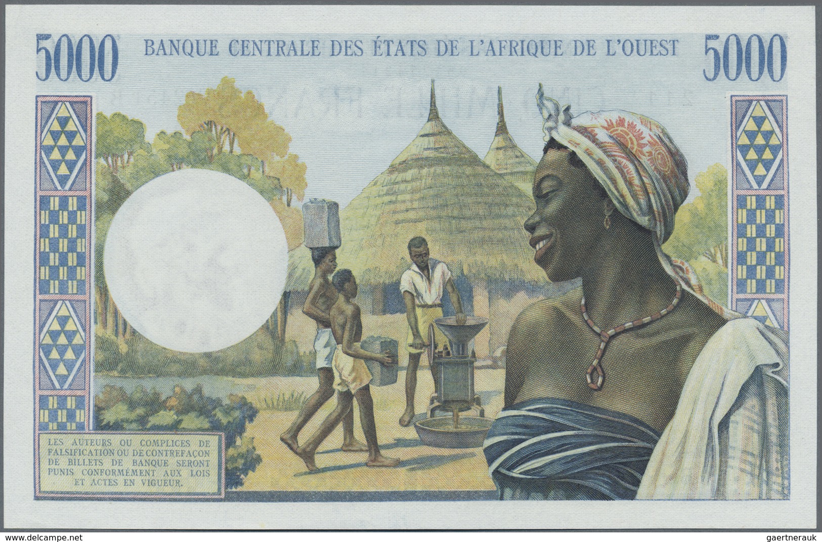 Benin: 5000 Francs ND(1961-65), Letter "B" = BENIN, P.204Bi, Tiny Dint At Upper And Lower Right. Con - Benin