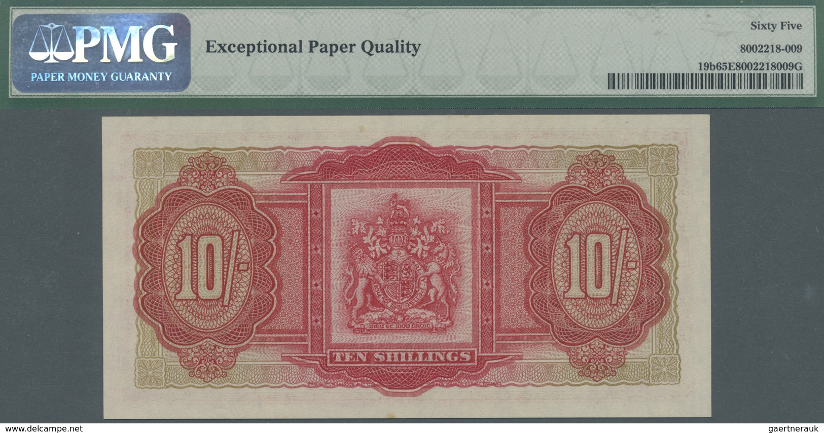 Bermuda: 10 Shillings 1957 P. 19b, Condition: PMG Graded 65 Gem UNC EPQ. - Bermudes