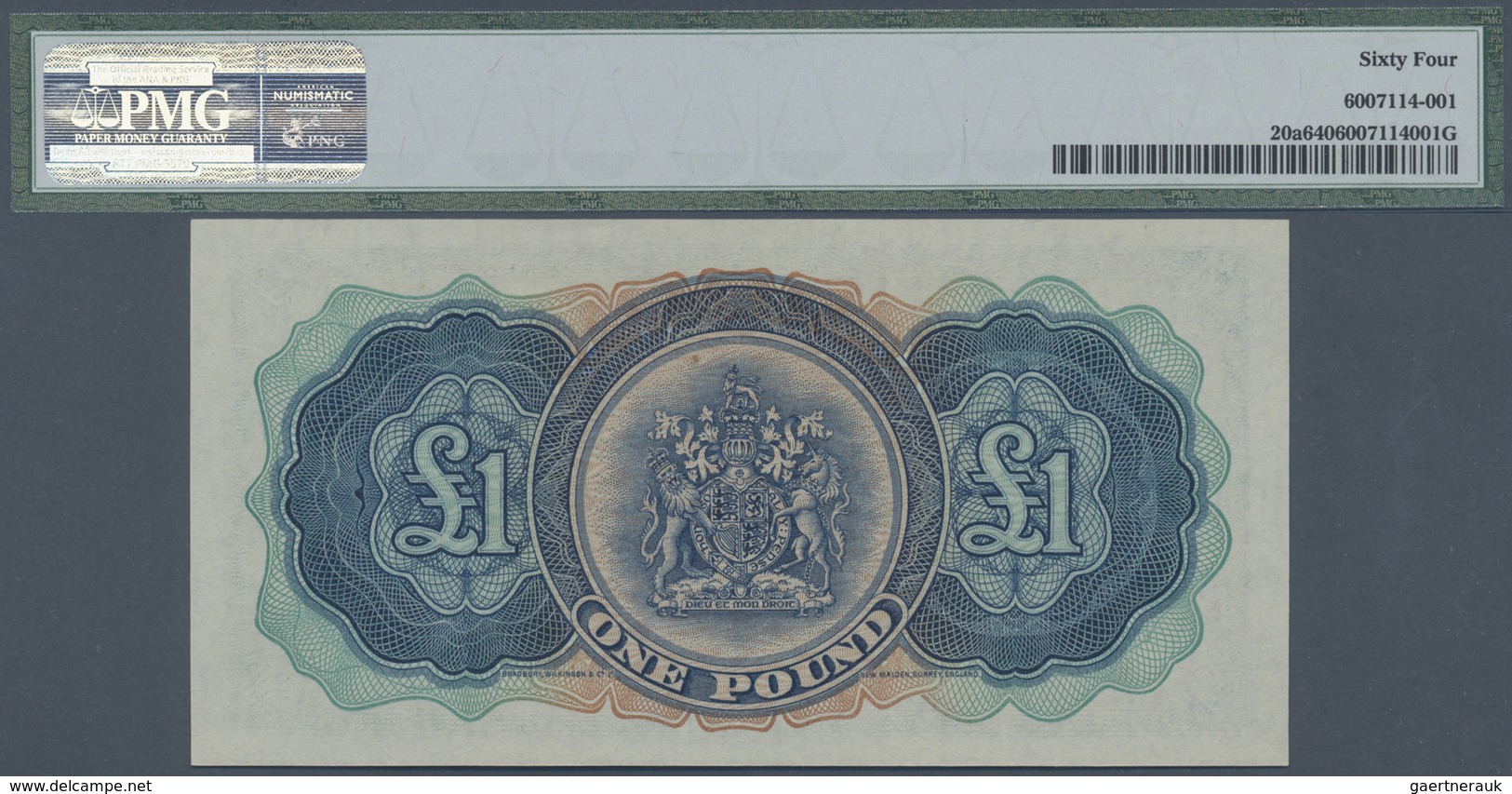 Bermuda: 1 Pound 1952 P. 20a, PMG Graded 64 Choice UNC. - Bermudas