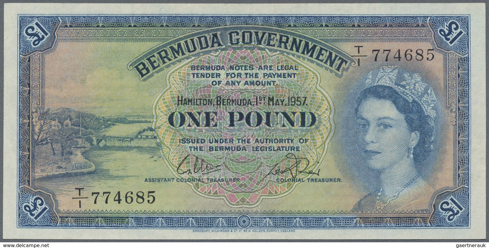 Bermuda: 1 Pound 1957, P.20b, Almost Perfect Condition With A Few Tiny Creases In The Paper. Conditi - Bermudas