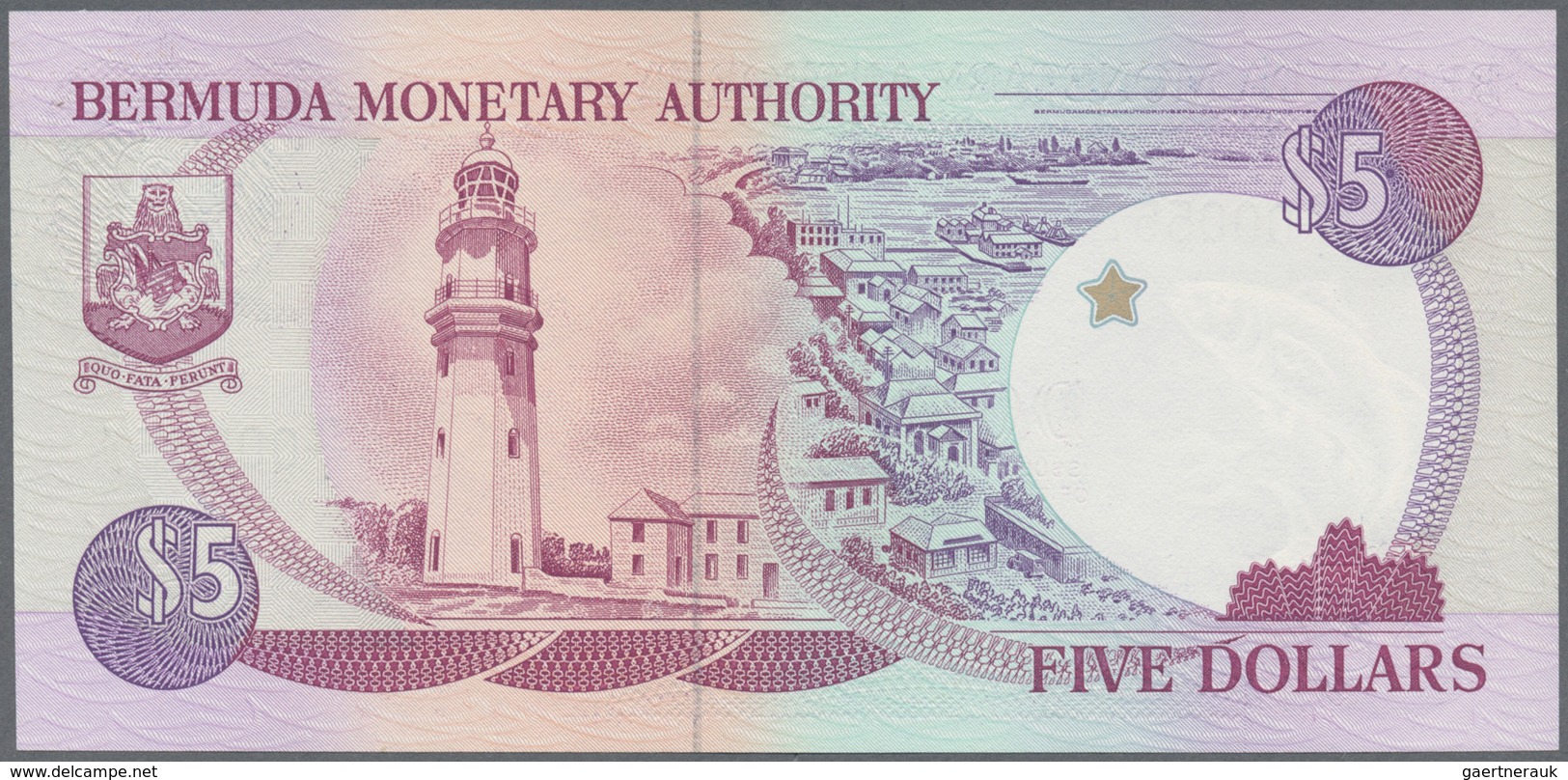 Bermuda: Set with 6 Banknotes, all with  Matching Low Serial number $2, $5, $10, $20, $50, $100 all