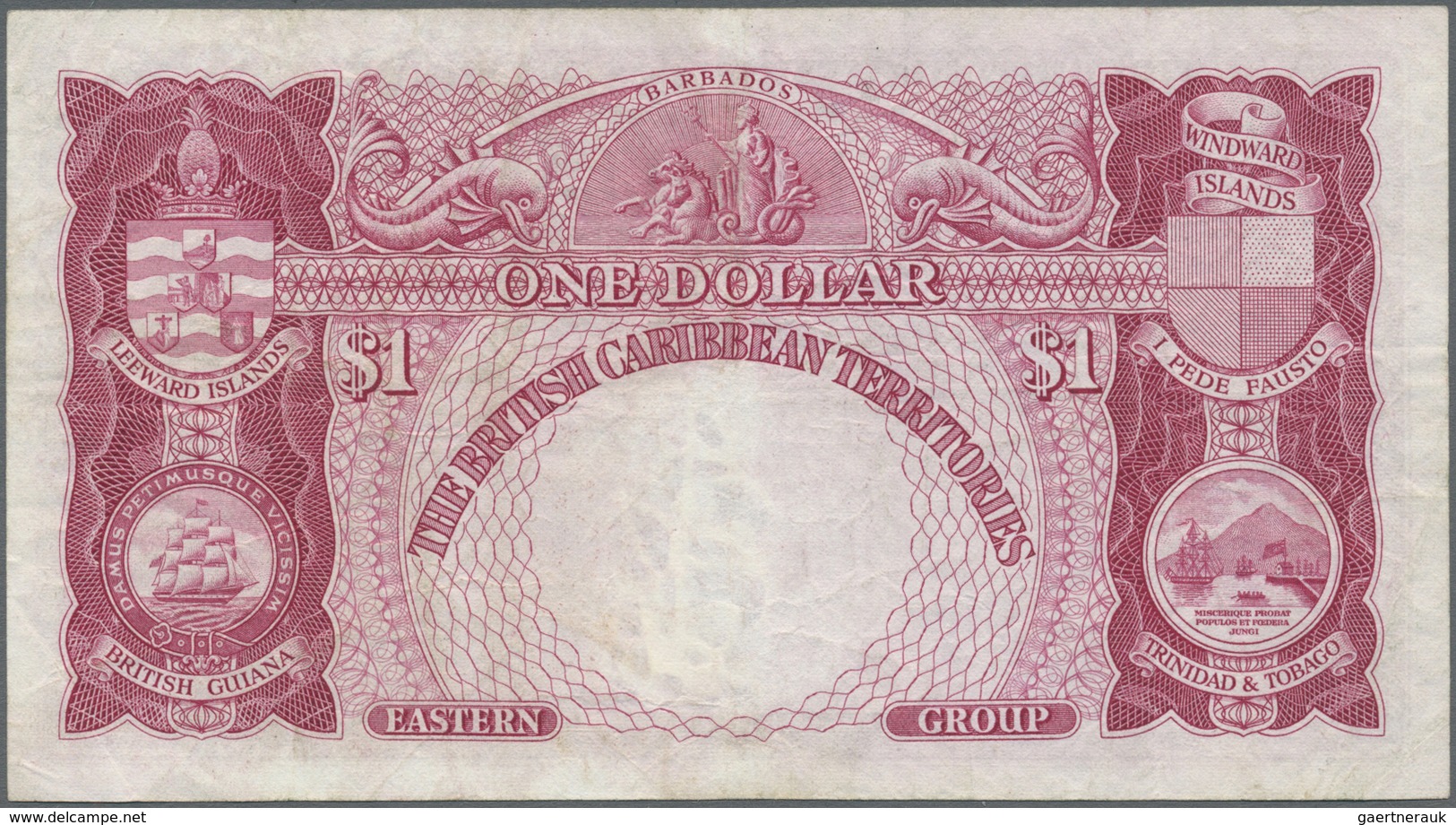 British Caribbean Territories: 1 Dollar 1953 P. 7a, Used With Several Folds But No Holes Or Tears, S - Other - America