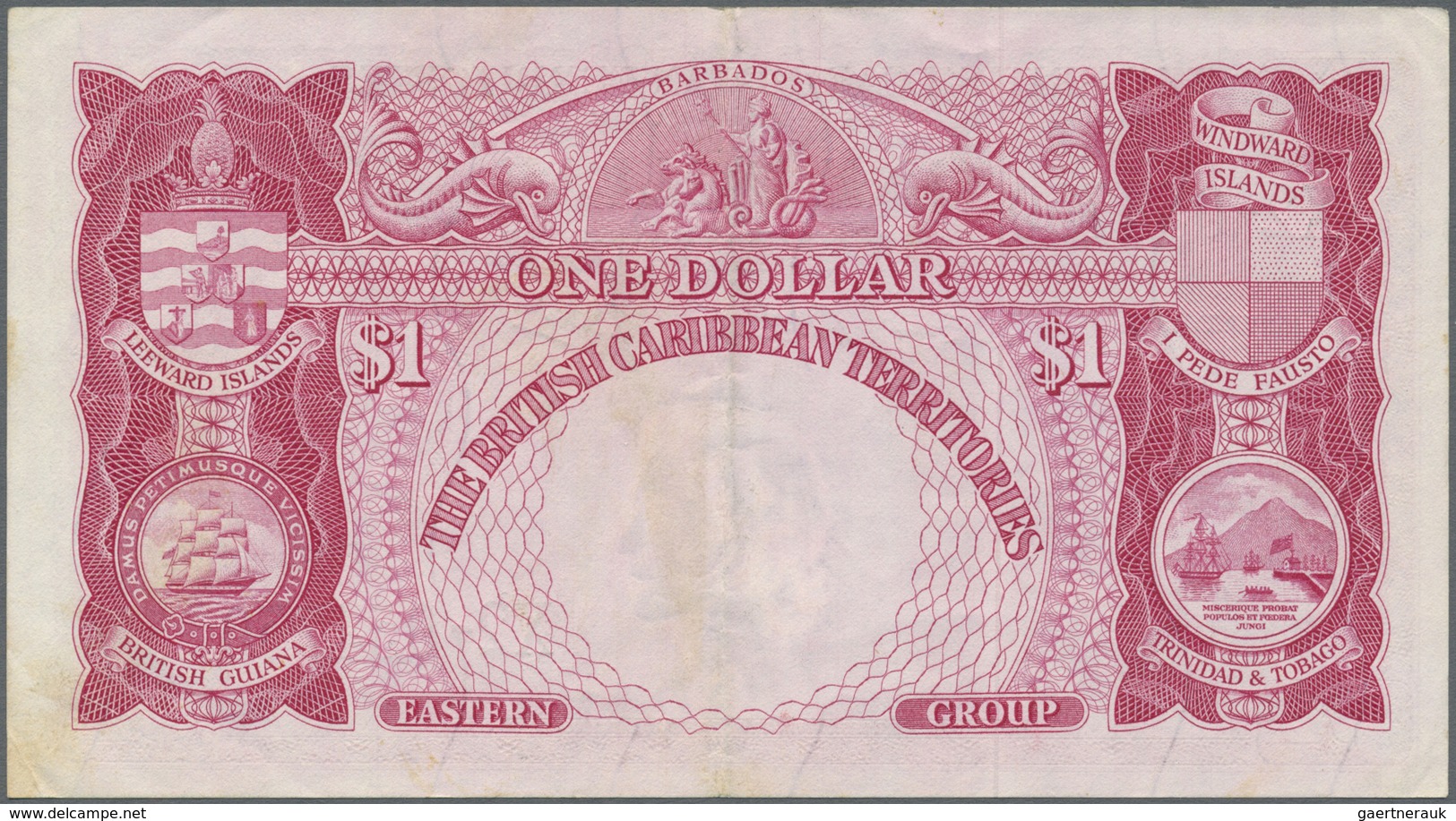 British Caribbean Territories: 1 Dollar 1957 P. 7b, Center Fold, Some Light Creases In Paper, No Hol - Other - America