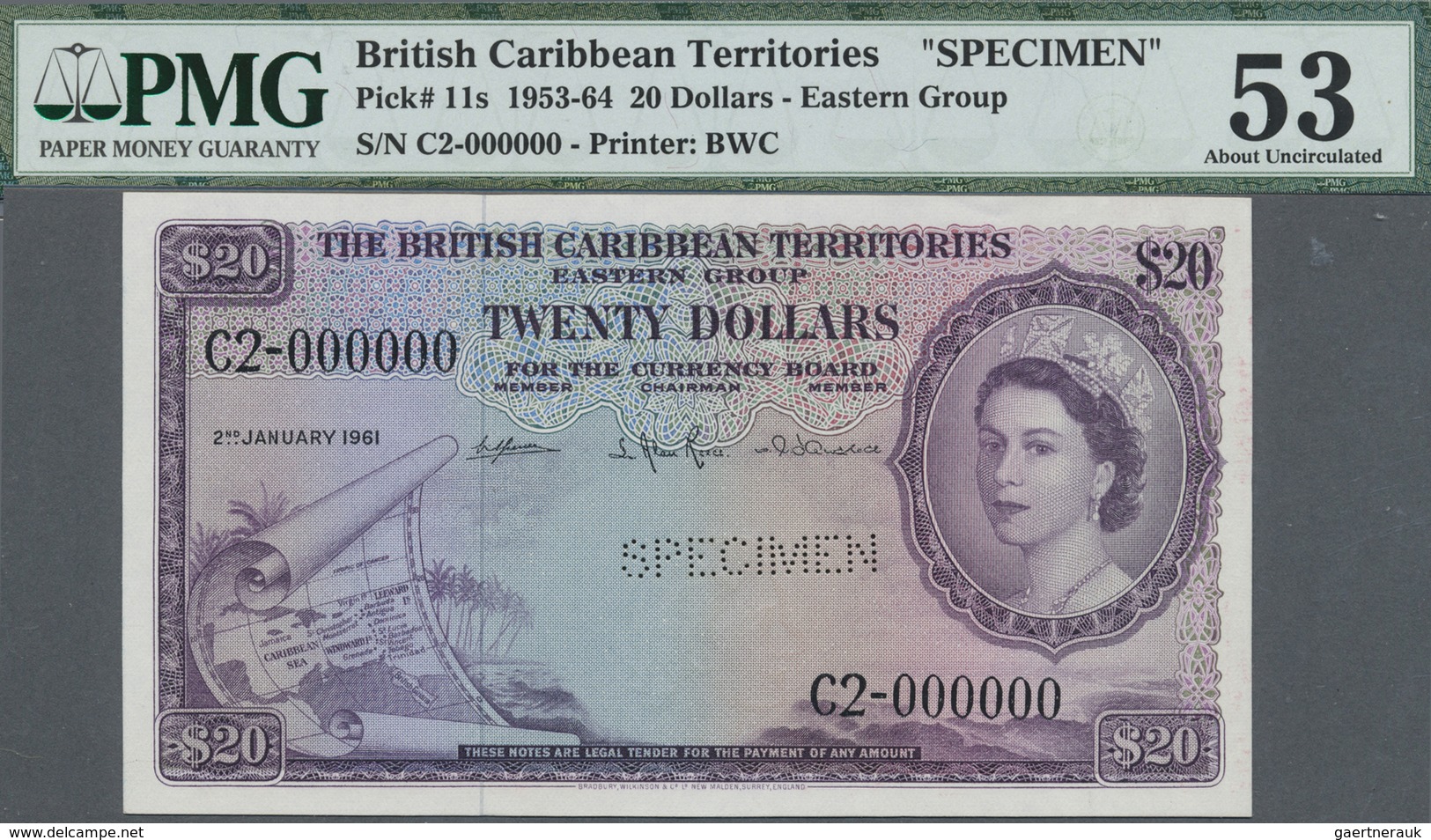 British Caribbean Territories: 20 Dollars January 2nd 1961 SPECIMEN P.11s In Almost Perfect Conditio - Altri – America