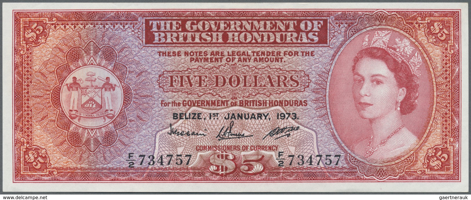 British Honduras: 5 Dollars January 1st 1973, P.30c In Excellent Condition With A Very Soft Vertical - Honduras