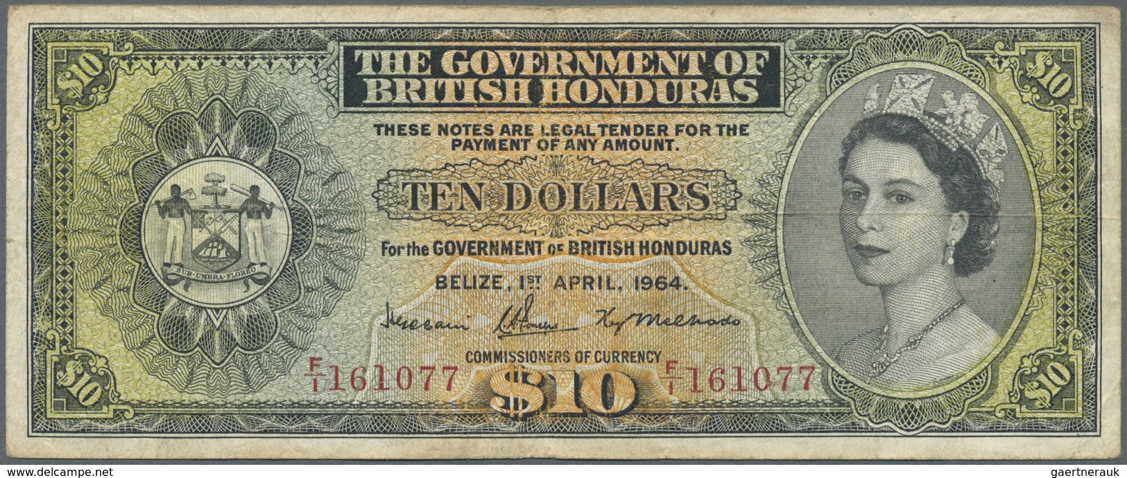 British Honduras: Government Of British Honduras 10 Dollars April 1st 1964, P.31b, Still A Nice Note - Honduras