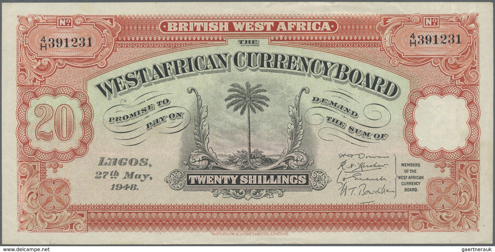 British West Africa: 20 Shillings 1948 P. 8b, Only A Few Very Light Folds In Paper, No Holes, Only A - Other - Africa