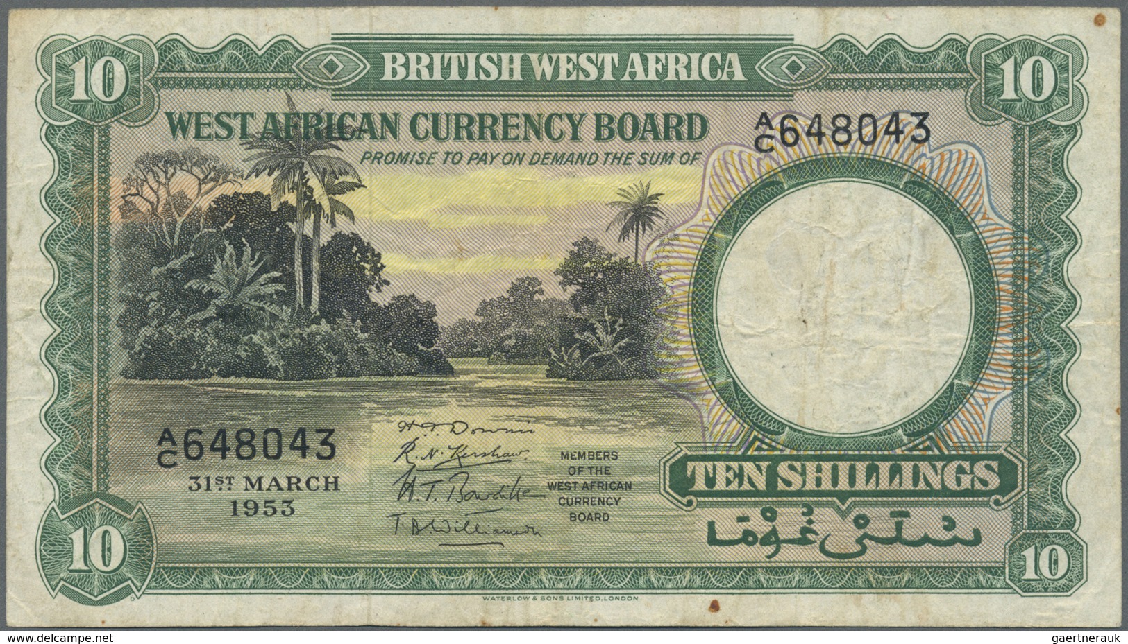 British West Africa: 10 Shillings 1953 P. 9a, Used Condition With Several Folds And Creases, No Hole - Sonstige – Afrika