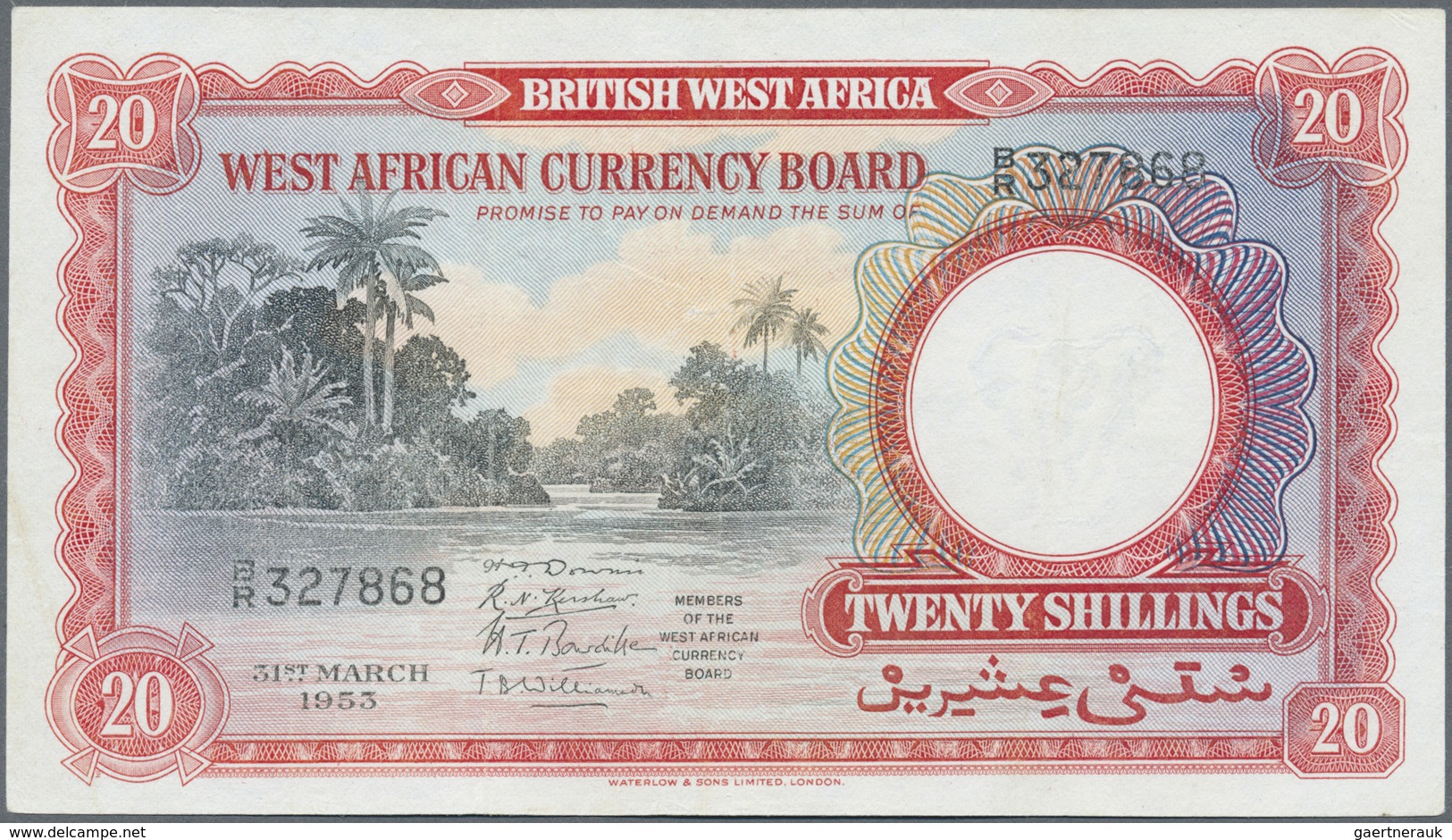 British West Africa: 20 Shillings March 31st 1953, P.10, Obviously Washed And Pressed With A Few Fol - Other - Africa